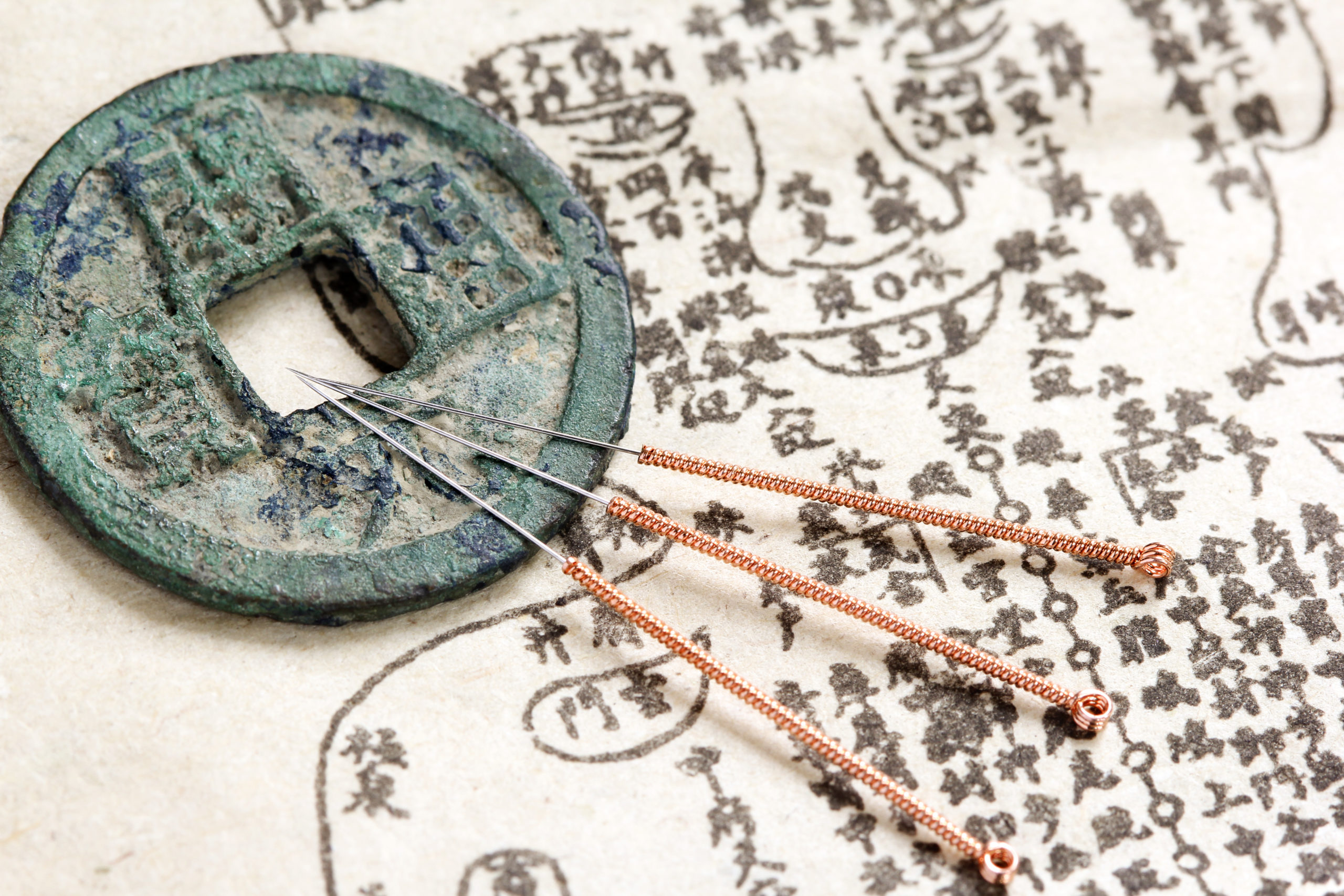 Acupuncture needles and ancient medicine book